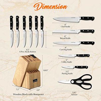 ciwete Serrated Steak Knives Set of 6, 4 Upgrade 3RC13 Stainless