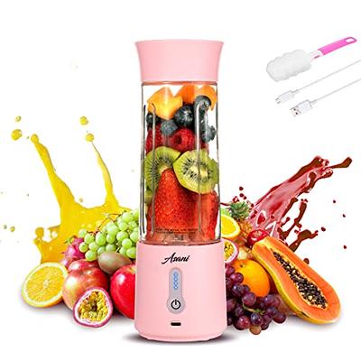Portable Blender, Vaeqozva USB Rechargeable Smoothie on the Go Blender Cup  with Straws, Protein Shakes Fruit Mini Mixer for Home, Sport, Office