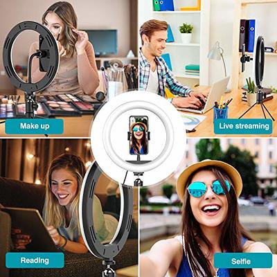 Neewer 10 Inches Selfie Ring Light with Tripod Stand and Cell Phone Holder  for Live Stream/Makeup, Mini Led Camera Ringlight for   Video/Photography Compatible with iPhone Xs Max XR Android : 