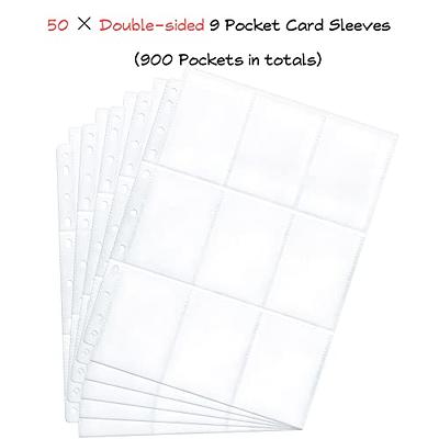 Double-Sided 540 Pockets Baseball Card Sleeves - Trading Card Sleeves Pages  Fit 3 Ring Binder, 9 Pocket Page Protector for Standard Size Cards, Sport