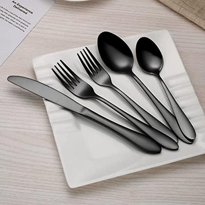 48-Piece Black Silverware Set with Steak Knives, AIVIKI Black