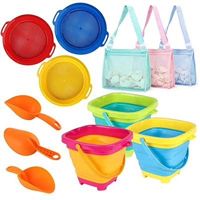 WEYOVGO Silicone Beach Toys Collapsible Beach Buckets Beach Toys for Kids, Sand  Bucket and Shovels Set with Mesh Bag Sand Molds, Silicone Beach Sand Pails  for Beach Travel (Blue) - Yahoo Shopping