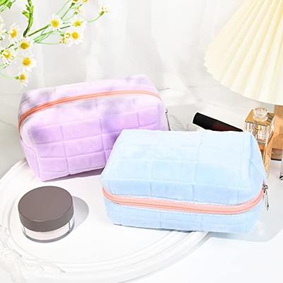 SOIDRAM 2 Pieces Makeup Bag Large Checkered Cosmetic Bag Brown Capacity  Canvas Travel Toiletry Bag Organizer Cute Makeup Brushes Aesthetic  Accessories