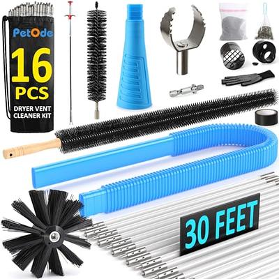 Bluesea 7 Pieces 35 Feet Dryer Vent Cleaner Kit, Reinforced Nylon Dryer Vent Cleaning Kit, Durable Dryer Vent Brush Vacuum Attachment with Flexible