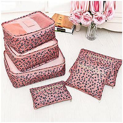 6pcs Waterproof Travel Storage Bags Clothes Packing Cube Luggage Organizer Pouch (Pink Cherry)