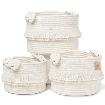 NaturalCozy Naturalcozy 5-Piece Rectangle Storage Basket Set- Natural  cotton Rope Woven Baskets for Organizing Small Basket for Montessori