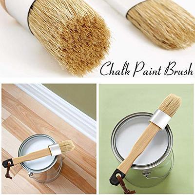 6 Pack Chalk and Wax Paint Brush Set, Natural Bristles Wax Paint Brushes,  Chalk Paint Brushes for Furniture, Painting & Waxing Stencil Brushes for