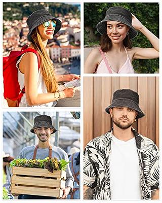 24 Pcs Washed Cotton Bucket Hats Bulk Packable Outdoor Sun Hat