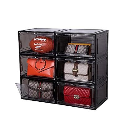 Purse Storage Organizer for Closet, 6 Pack Plastic Storage Boxes With  Acrylic Magnetic Door for Collectibles, Wallet, Cosmetic, Toys 