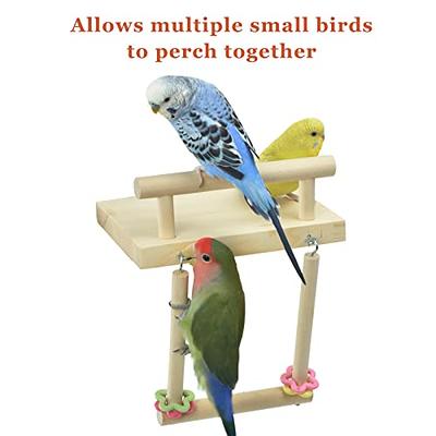 Natural Bird Perch Swing Wooden Bird Swing Toy for Parrots Bird Hanging Toy