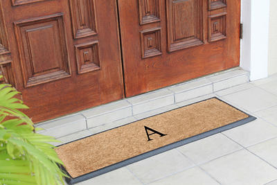 A1HC Natural Coir Monogrammed Door Mat for Front Door, 24x48