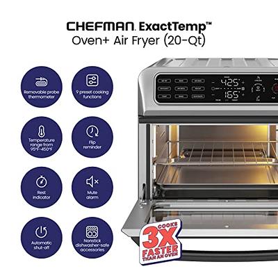 Chefman Air Fryer Toaster Oven Combo with Probe Thermometer, 12-In-1  Stainless Steel Convection Countertop, 10 Inch Pizza, 4 Slices of Toast,  Cooking, Baking, Toasting, Roaster Oven Airfryer 20QT - Yahoo Shopping