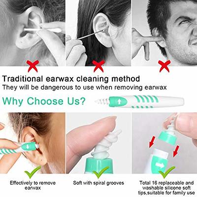 Ear Wax Remover, Spiral Ear Wax Removal Tool, Reusable Earwax Removal Kit,  Safe Ear Cleaner with 16 Pcs Soft and Flexible Replacement Tips, for Adult  and Kids 16pcs