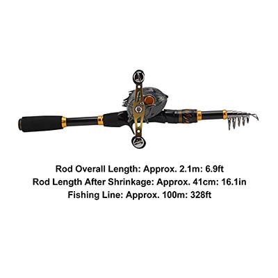 6.9ft Fishing Rod And Reel Combo, Telescopic Lightweight Portable Fishing  Pole Kit With Bait Storage Bag Fish Hooks 