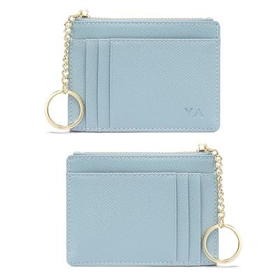 Super Thin Small Credit Card Holder Wallet Women's PU Leather Key Chain ID  Card Case Slim Female Ladies Mini Change Coin Purse