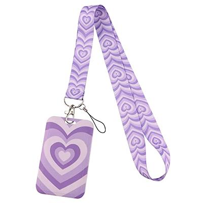 Juanooo Aesthetic Purple ID Badge Holder Lanyard for Keys Cute
