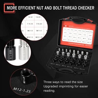 WILTEEXS Nut and Bolt Thread Checker Nut and Bolt Size Gauge- 14