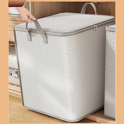 UNZIPE 2 Pack Closet Storage Bins with Handle, Plastic Storage Baskets Organizer Clothes Organizer for Folded Clothes Closet Containers for Shelf