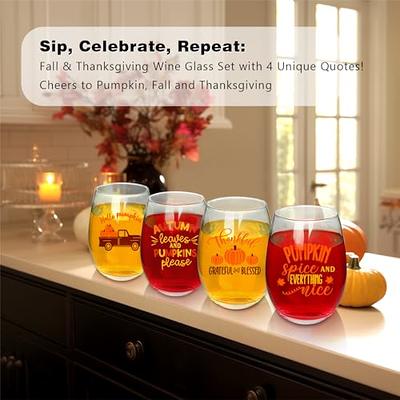 Thanksgiving Glassware Perfect for Holiday Funny Stemmed, Stemless