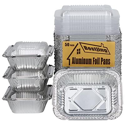 50 Pack Small 0.5 Lb/230ML Disposable Takeout Pans with Clear