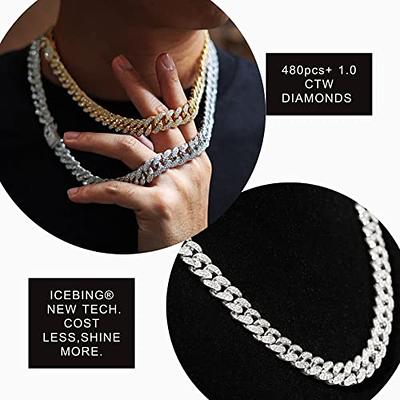  Miami Cuban Link Chain Choker Necklace CZ diamond Lock Real  Solid 14K Gold Finish Stainless Steel, Cuban Choker, Cuban necklace, Gold