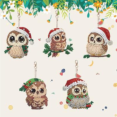 AIZHIYI 5PCS Owl Shaped Drill Diamond Pendant Christmas Double