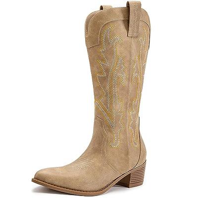 Men's Western Square Toe Rodeo Cowboy Woven Braided Boots Bota