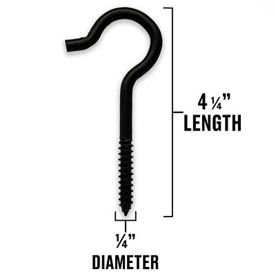 DuraSteel Screw Hook, 1/4 x 4.25, Black, Steel, Outdoor Screw Hook, 60  lbs., 1 Piece - Yahoo Shopping