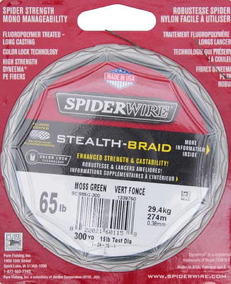 Spiderwire Stealth Braid Fishing 20lb - 125yd, Moss Green - Smooth