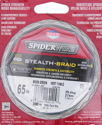 SpiderWire Stealth-Braid Moss Green Enhanced Fishing Line (Select # Test)  125yd