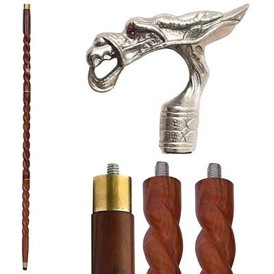 Craftezy Antique Dragon Brass Wooden Hand Carved Walking Stick