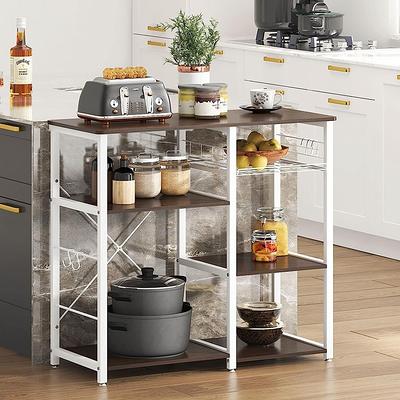 3-Tier Kitchen Cart Baker's Rack Multifunction Rolling Microwave Oven Stand  Utility Storage Shelf with Metal Frame