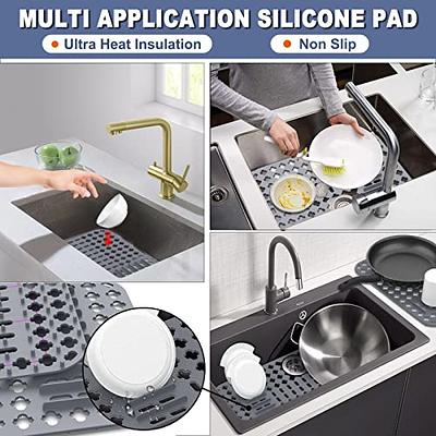 Silicone Sink Mat Rear Kitchen Sink Protector Accessory Folding Non-slip Sink  Mats For Bottom Of Stainless Steel Porcelain Sink