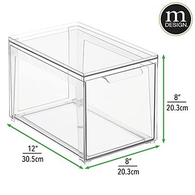 mDesign Plastic Stackable Bedroom Closet Storage Organizer with Drawer, Clear