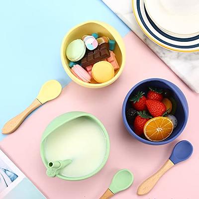 Silicone Baby Feeding Set, Baby Led Weaning Supplies with Suction Bowl  Divided Plate, Toddler Self Feeding Dish Set with Spoons Forks Sippy Cup