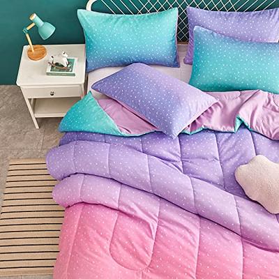 5Pc Fluffy Comforter Set - Queen Size - Rainbow