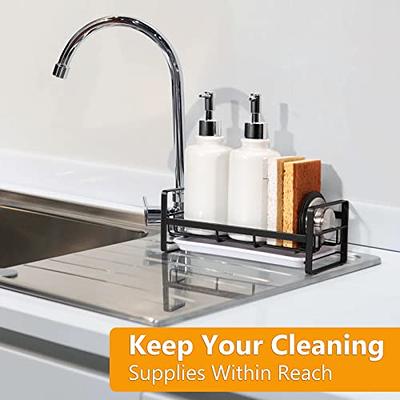 HapiRm Sponge Holder Kitchen Sink Caddy Organizer, Sponge Dish Brush Soap  Dispenser Holder with Drain Tray