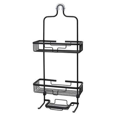 Bath Bliss Adjustable Rust Proof Aluminum 2 Tier Glass Door Shower Caddy - Silver