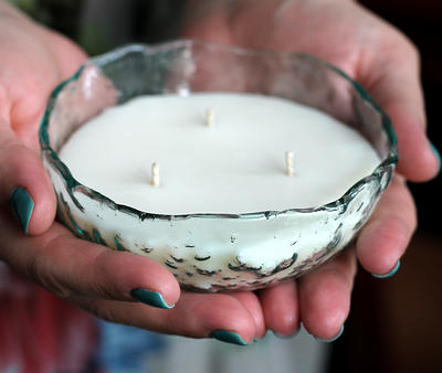 TLC Candle Co., 5-Wick Hand Carved Dough Bowl Soy Candles