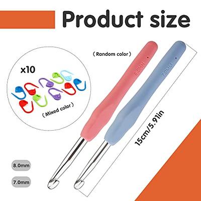 6.0mm and 6.5mm Crochet Hook，2pack Size Crochet Hook Aluminum Soft Grip  Rubber Handle Needles,Ergonomic Handle Crochet Hooks Set, Crochet Needle  for