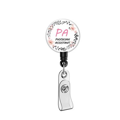 PA Physician Assistant - Retractable Reel Badge Holder, Black