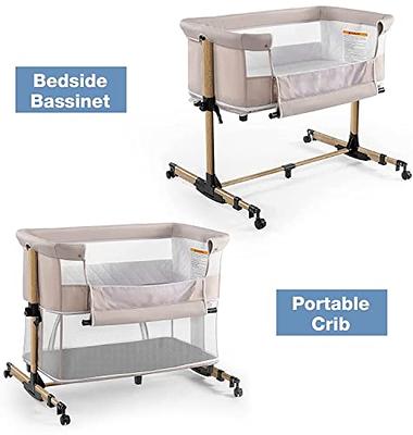 Baby Crib,3 in 1 Bedside Crib Adjustable Portable Bed for Infant