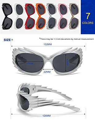 Y2K Wrap Around Sunglasses Sports Futuristic Oval Glasses for Women Men  2023 Trendy Fashion Shades Silver