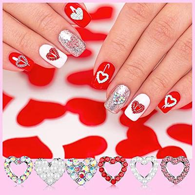 Valentine's Day Heart Nail Charms Love Heart Nail Art Rhinestones Valentine  Nail Art Charm Gem Crystals Jewelry Nail Decoration DIY Manicure for Women