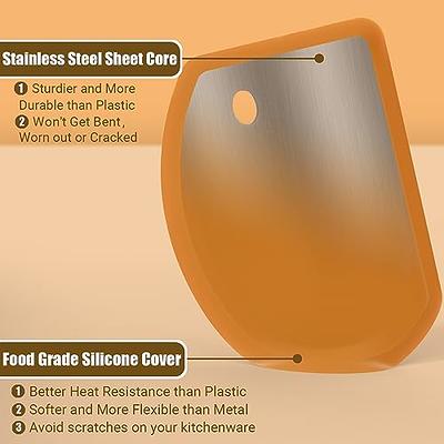 Silicone Dough Scraper with Stainless Steel Sheet, Curved Edge
