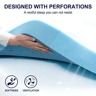 Subrtex 4 Inch Covered Gel-Infused Memory Foam Bed Mattress Topper