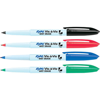 Expo Vis-A-Vis Wet-Erase Overhead Markers, Fine Point, Assorted - 4 Pack