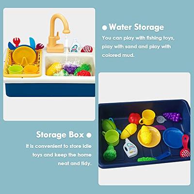 SmartChef Play Kitchen Sink Toys, Blue Electric Dishwasher Playing Toy with  Running Water, Play Food & Tableware Accessories, Kitchen Set Toys, Role