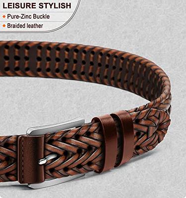 KEMISANT Mens belt 2 Pack, Woven Braided Leather Belt for Men