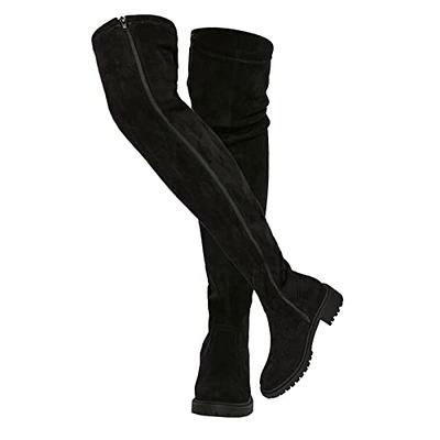  2022 Over the Knee Boots for Women Flat Low Heel Thigh